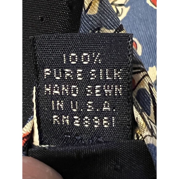 Vintage Genuine Burberry Blue Neck Tie ~ Go Fly ~ 100% Silk Hand Sewn in USA - Picture 8 of 10
